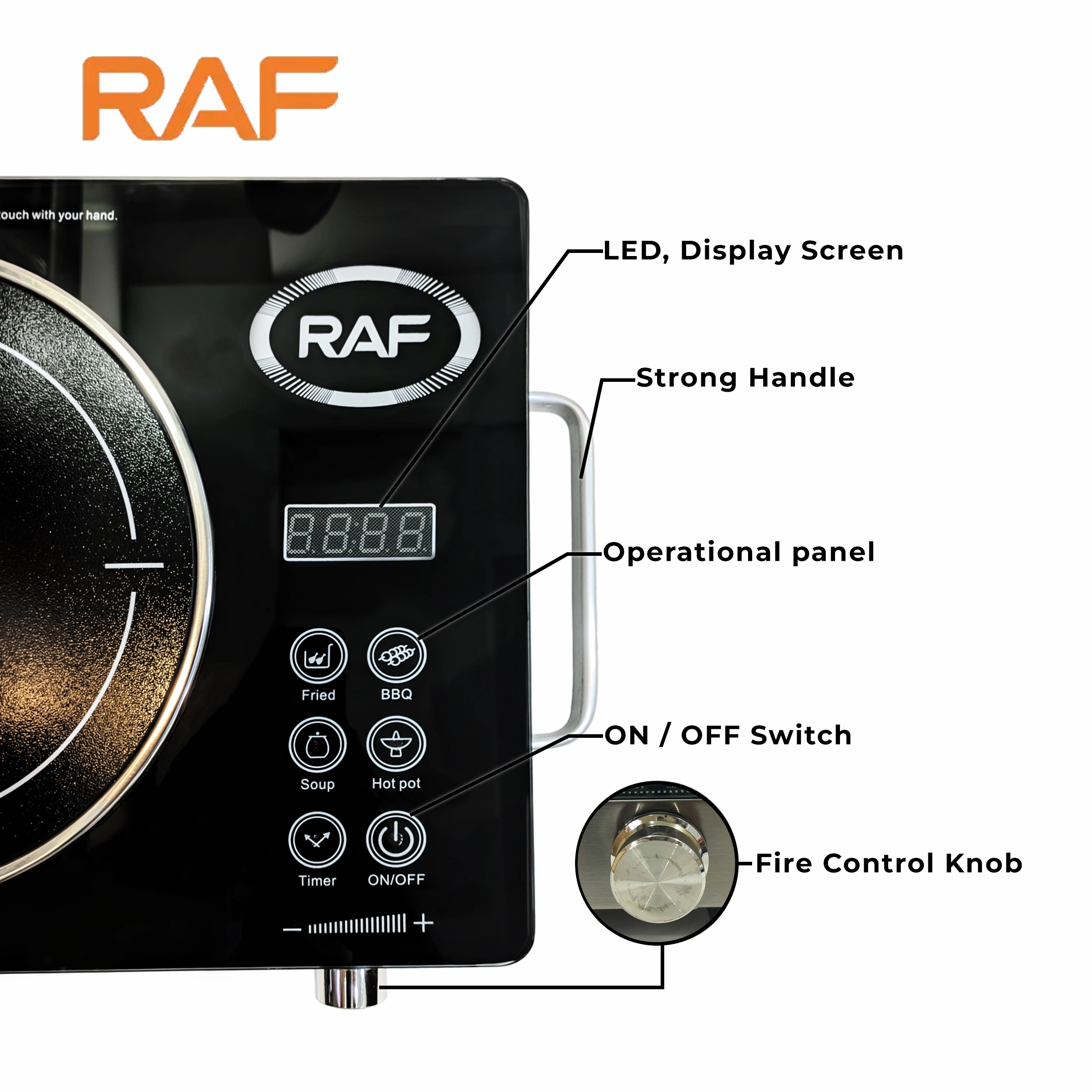Raf Infrared Cooker & Hot Plate R.8019 – Multifunction & Digital Display – 3500W - Image 2