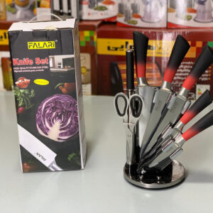 Falari Pure Stainless Steel Kitchen Knife Set 8 Pieces with Rotating Stand